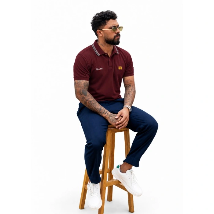 Signature Mens Lion Logo Polo T Shirt